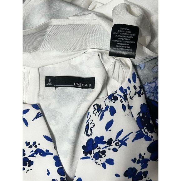 Chetta B Sleeveless Fit and Flare Blue Floral Dress Size 6 - Picture 5 of 5